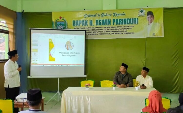 Aswin Parinduri Sosialisasikan Ideologi Pancasila dan Wasbang di Desa Padang Bulan