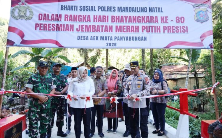  Jembatan Merah Putih Diresmikan di Aek Mata Panyabungan